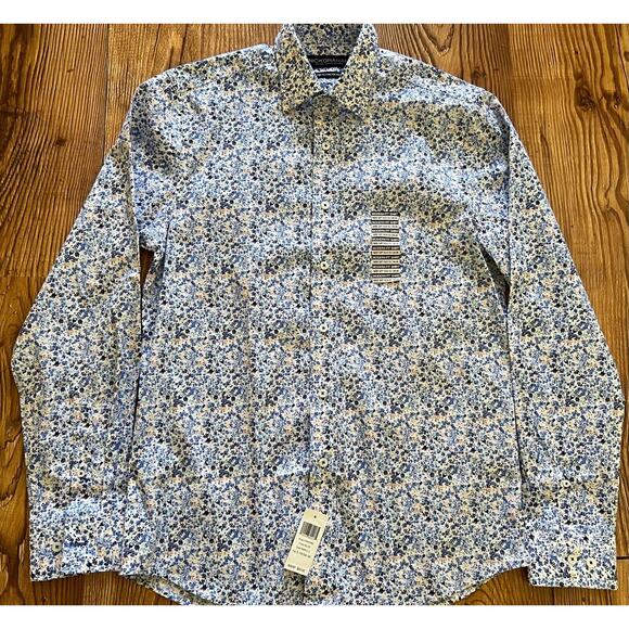 Nick Graham Men's Floral Performance Stretch Cotton Blend Dress Shirt Size S NWT - Picture 1 of 12